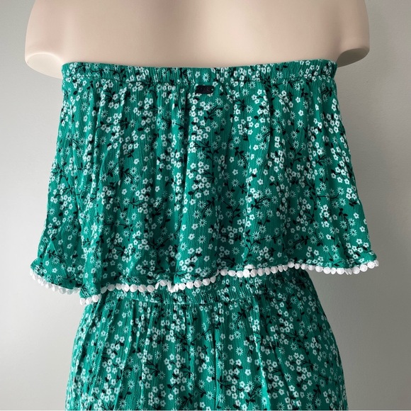 Tropik Off Shoulder Floral Mini Dress Coverup Green Beach Green Size Medium - Picture 3 of 9